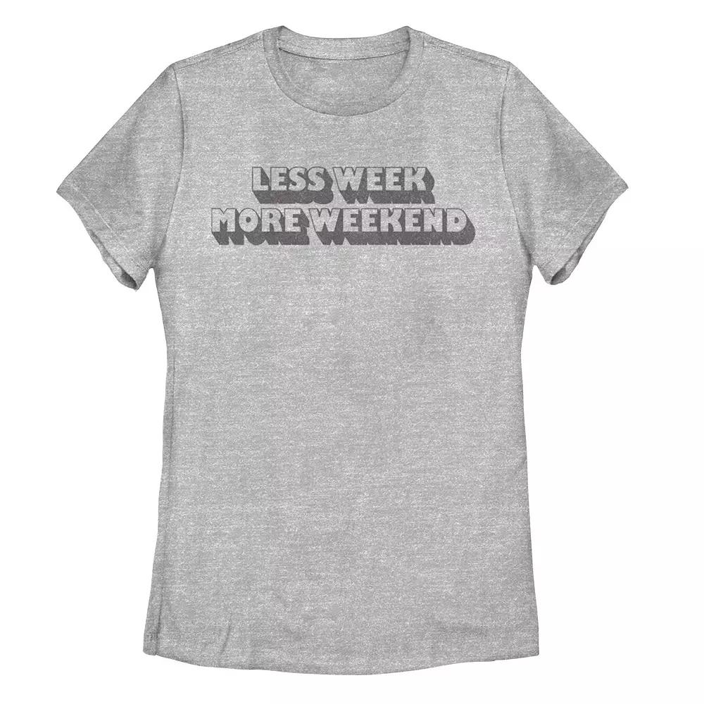 Juniors' Trendy "Less Week More Weekend" Tee, Girl's, Size: Medium, Athletic Grey Product Image