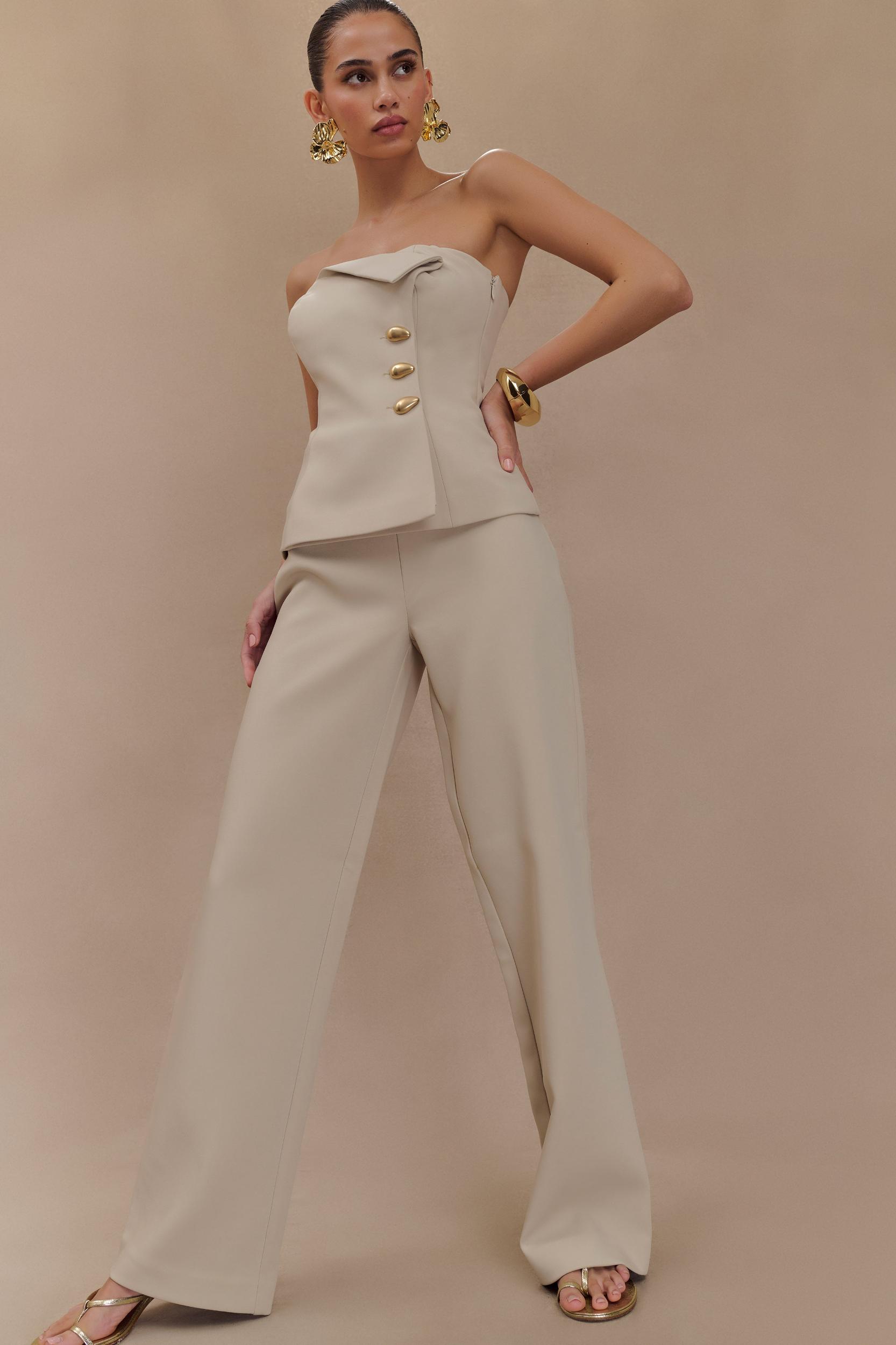 Lindie Straight Leg Suiting Pants - Sand Product Image