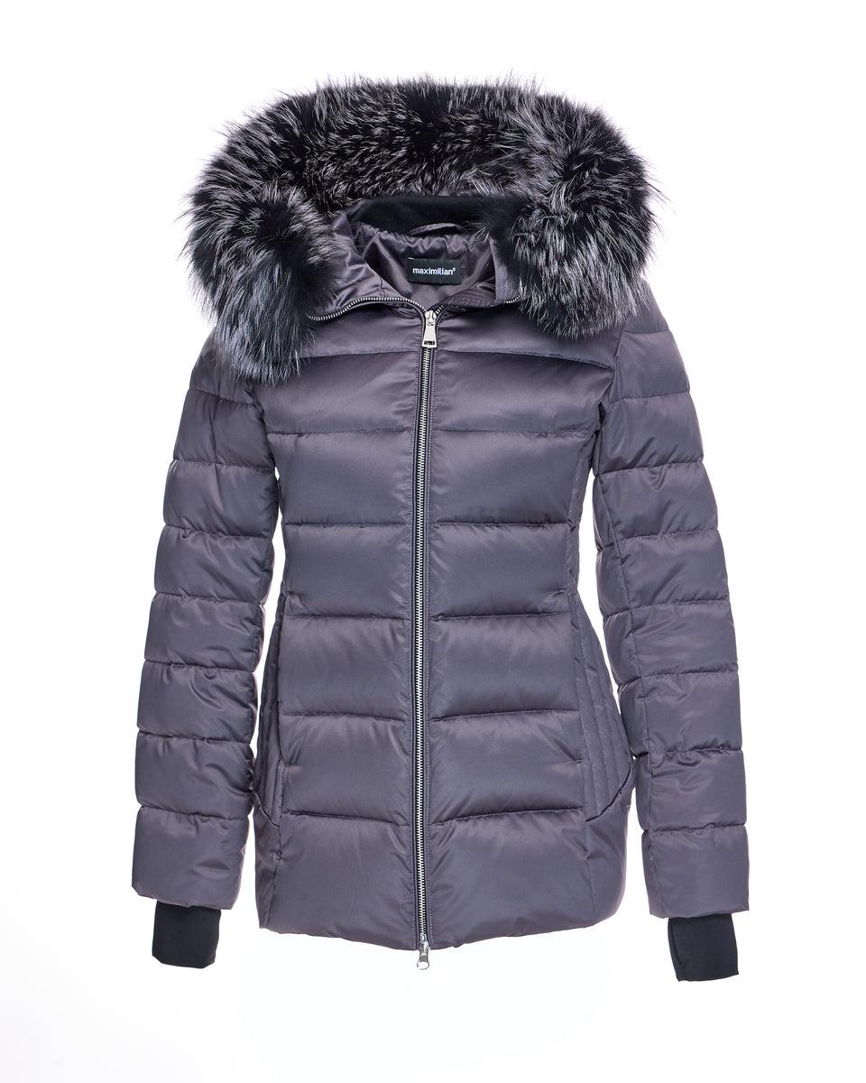 Polyester Jacket with Detachable Fox Trimmed Hood Product Image