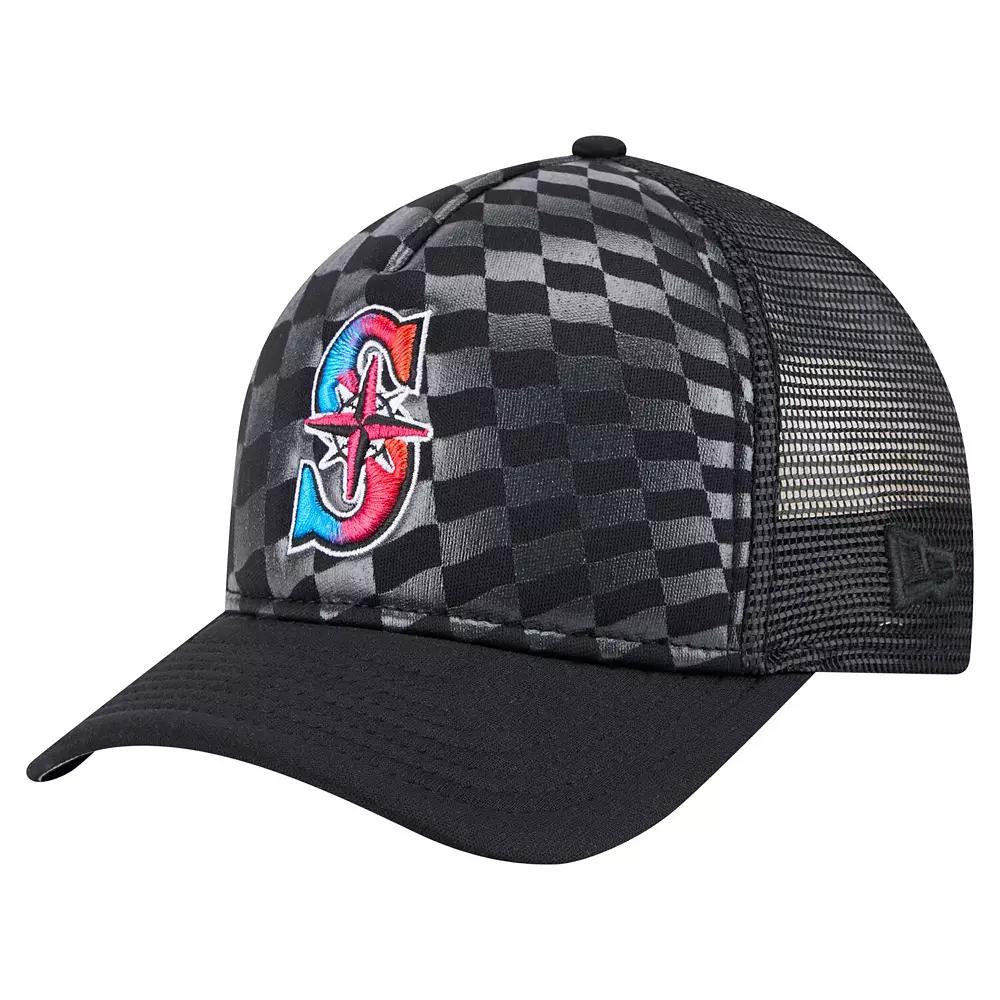 Men's New Era Black Seattle Mariners Gradient 9FORTY A-Frame M-Crown Trucker Adjustable Hat Product Image