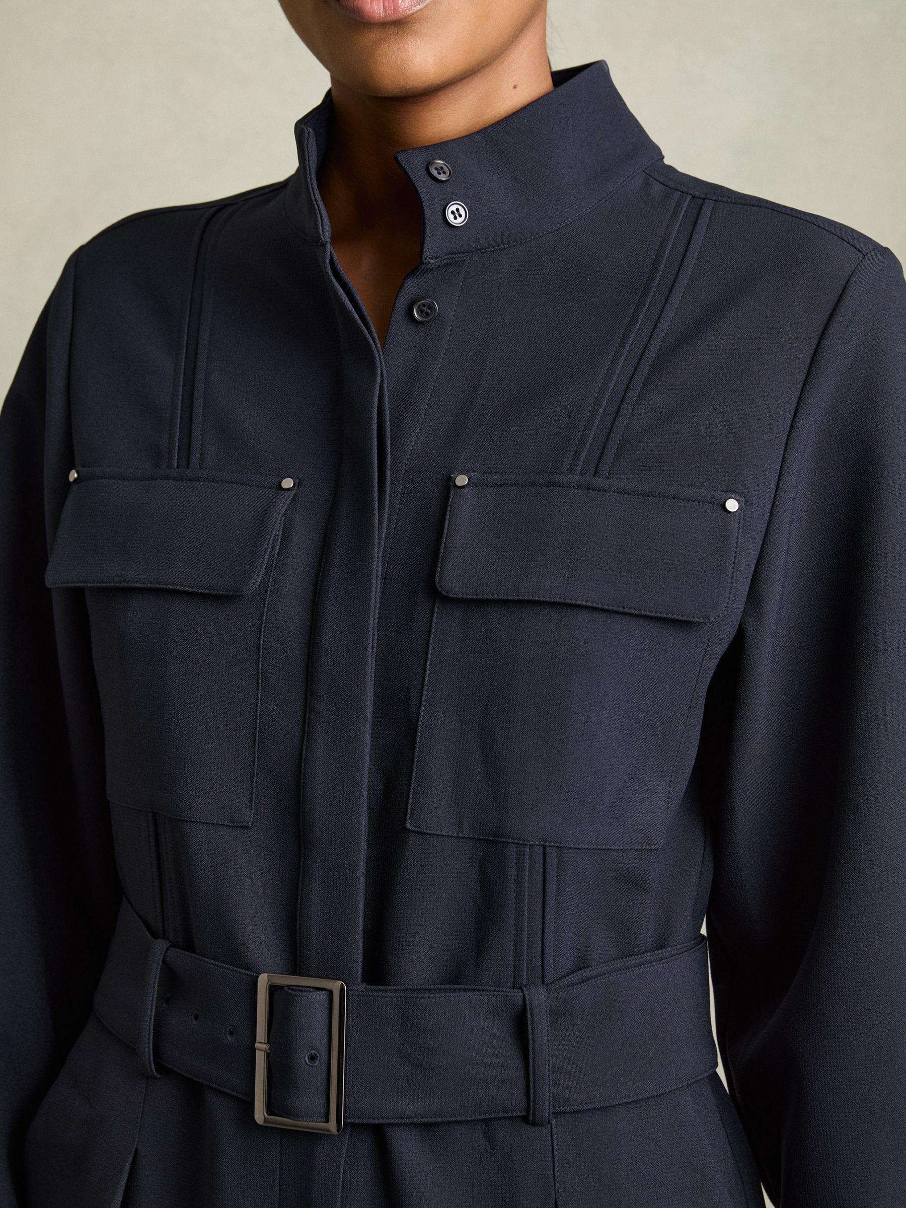 Tailored Wide Leg Utility Jumpsuit in Navy Product Image