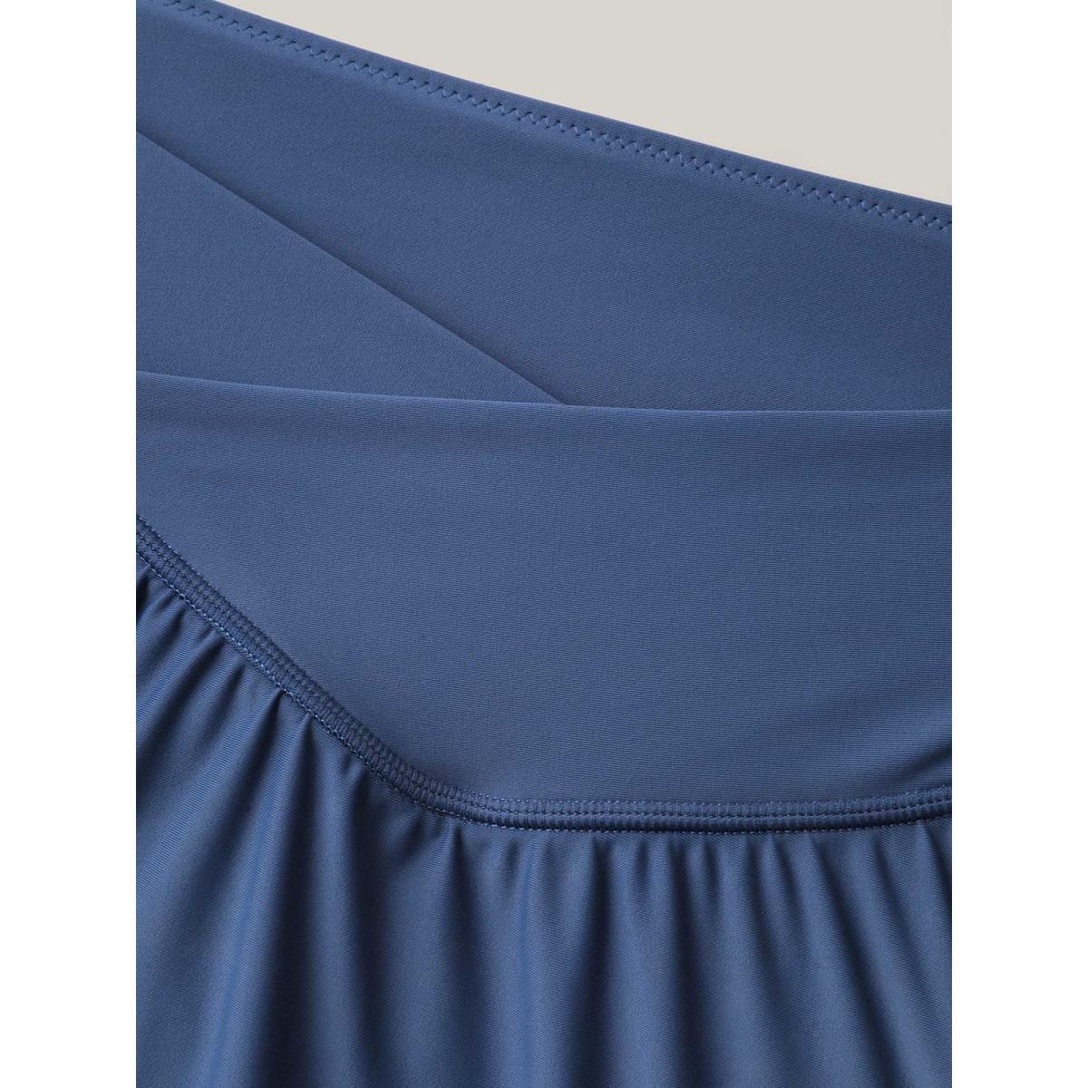 Plus Size Crossover Waist Pockets Swim Bottoms Women's Swimwear Aegean Beach Gathered High stretch Bodycon High Rise Side seam pocket Curve Swim Bottoms BloomChic 26/4X Product Image