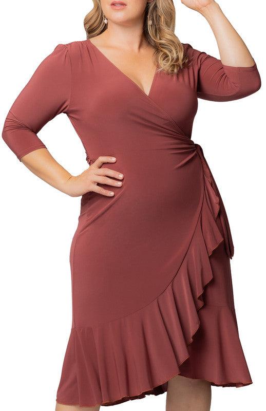 Marsala Whimsy Wrap Dress - Plus Product Image