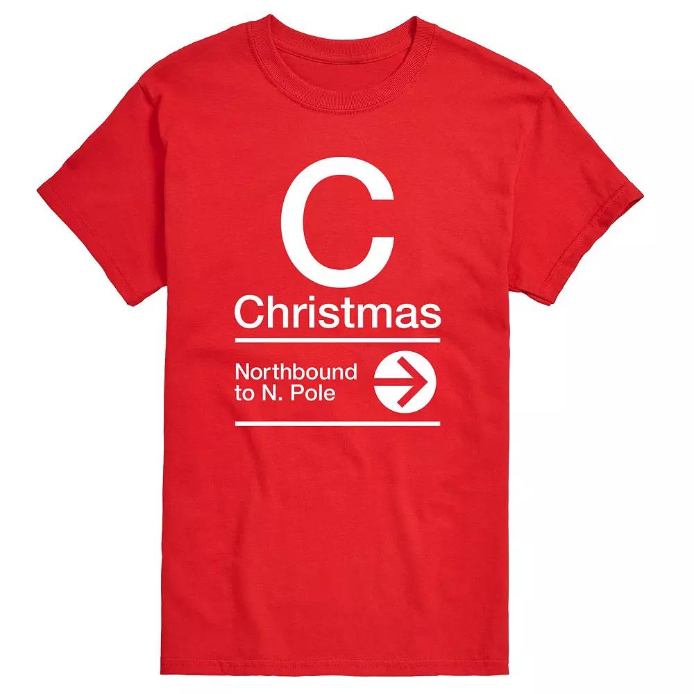 Big & Tall Christmas Northbound Sign Tee, Men's,  Product Image