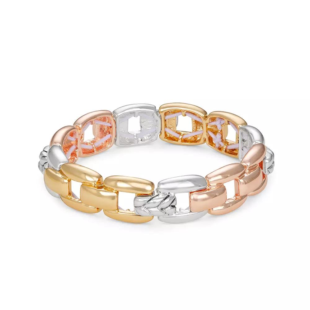 Napier Tri-Tone Bonds Stretch Bracelet, Women's Product Image