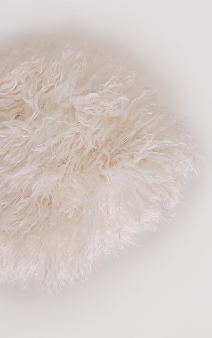  Cream Faux Fur Fluffy Slouch Bucket Hat Product Image