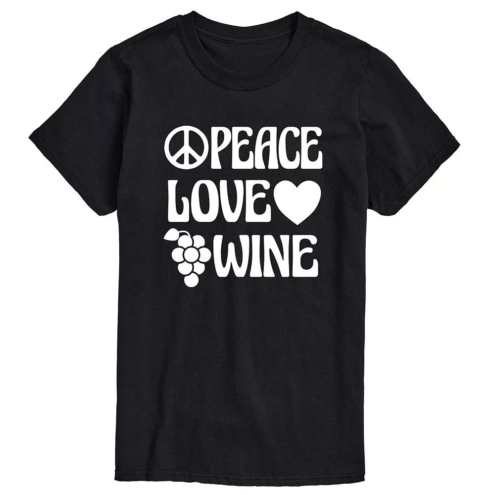 Men's Peace Love Wine Graphic Tee,  Product Image