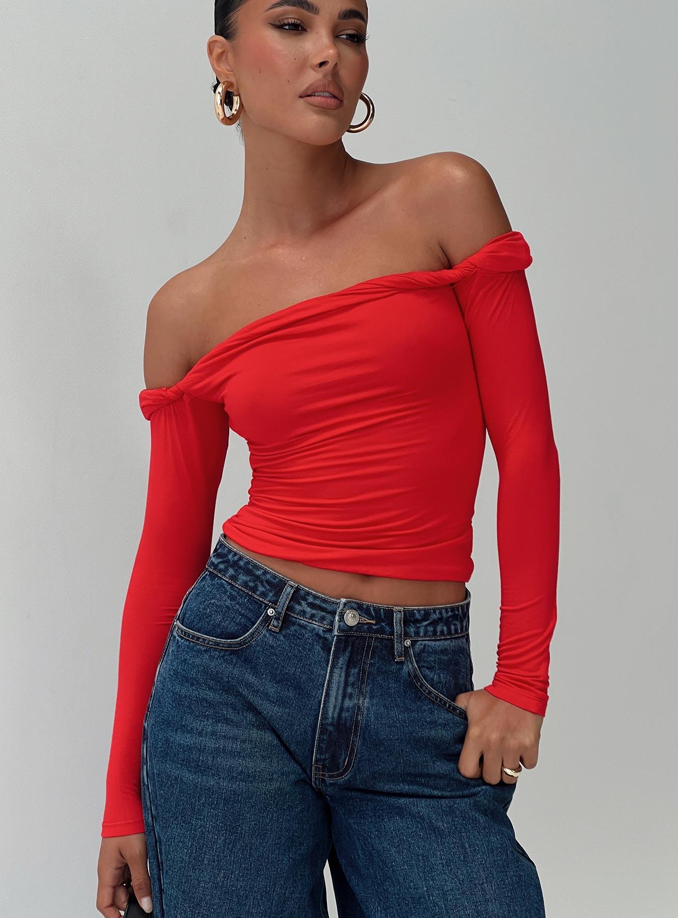 Dusky Long Sleeve Top Red Product Image