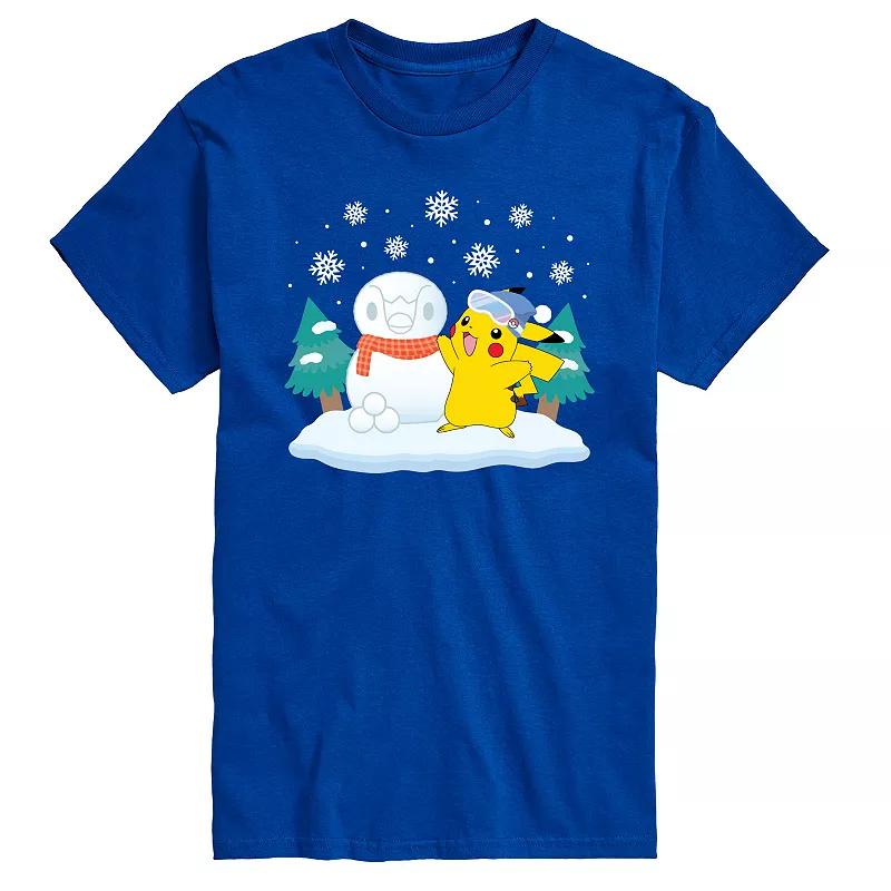 Men's Pokemon Pikachu & Piplup Snowman Graphic Tee,  Product Image