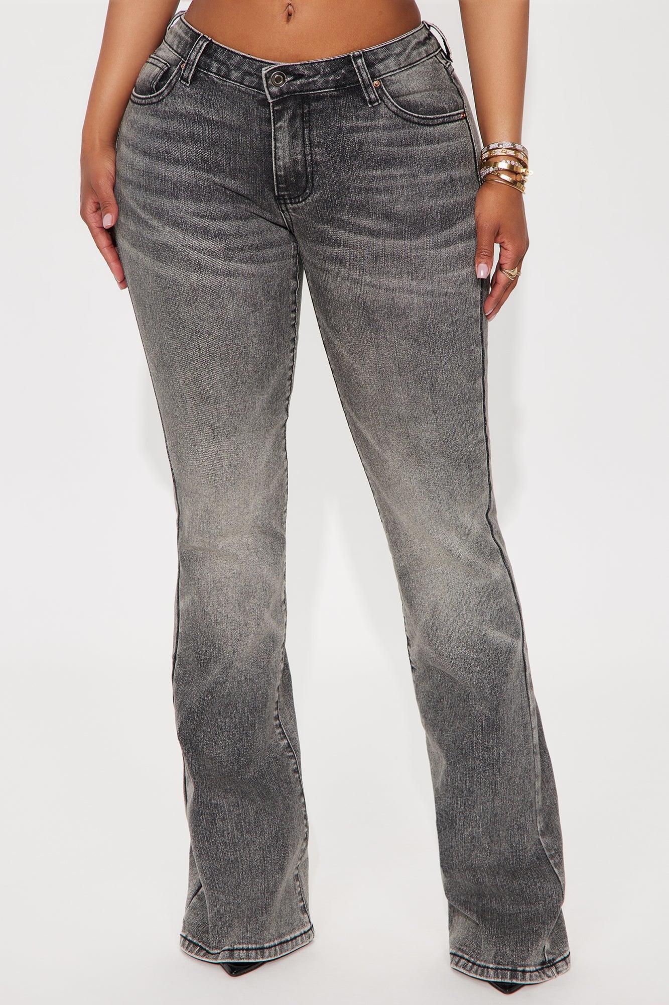 Forever Stretch Low Rise Flare Jeans - Grey Female Product Image