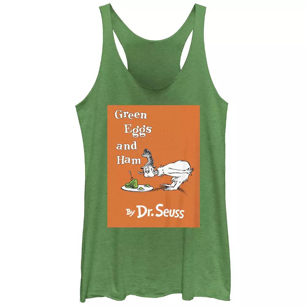 Juniors' Dr. Seuss Green Eggs And Ham Book Cover Racerback Tank Top, Girl's,  Product Image