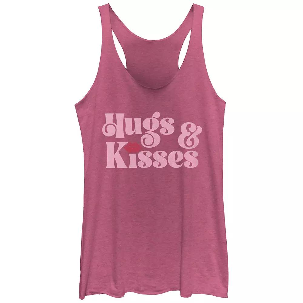 Juniors' Hugs And Kisses Tri-Blend Racerback Graphic Tank Top, Girl's,  Product Image