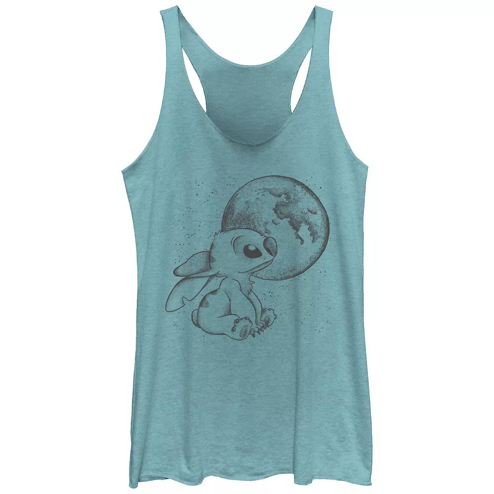 Disney's Lilo & Stitch Looking At The Moon Juniors' Tri-Blend Racerback Tank Top, Girl's,  Product Image