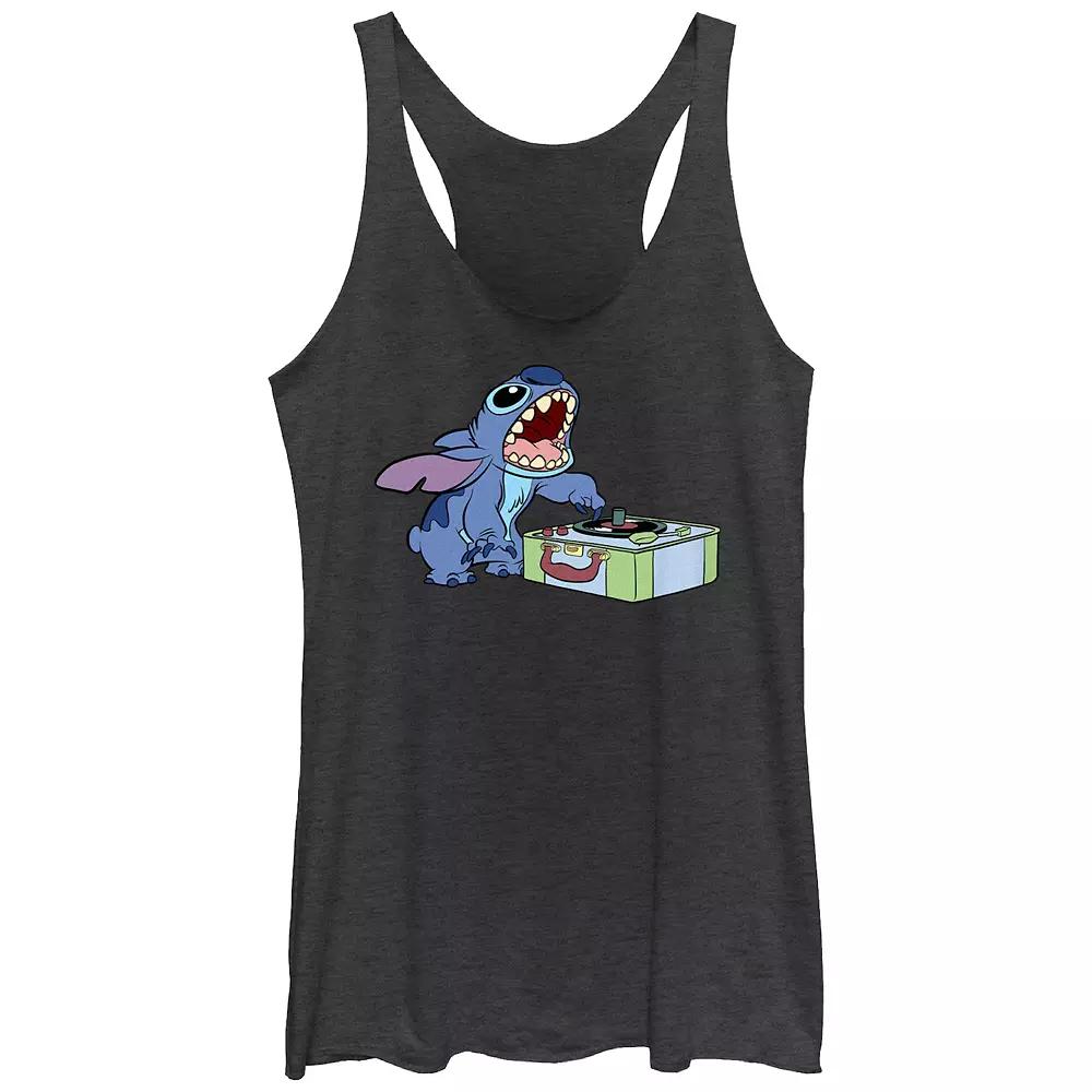 Disney's Lilo & Stitch Record Player Juniors' Tri-Blend Racerback Tank Top, Girl's,  Product Image