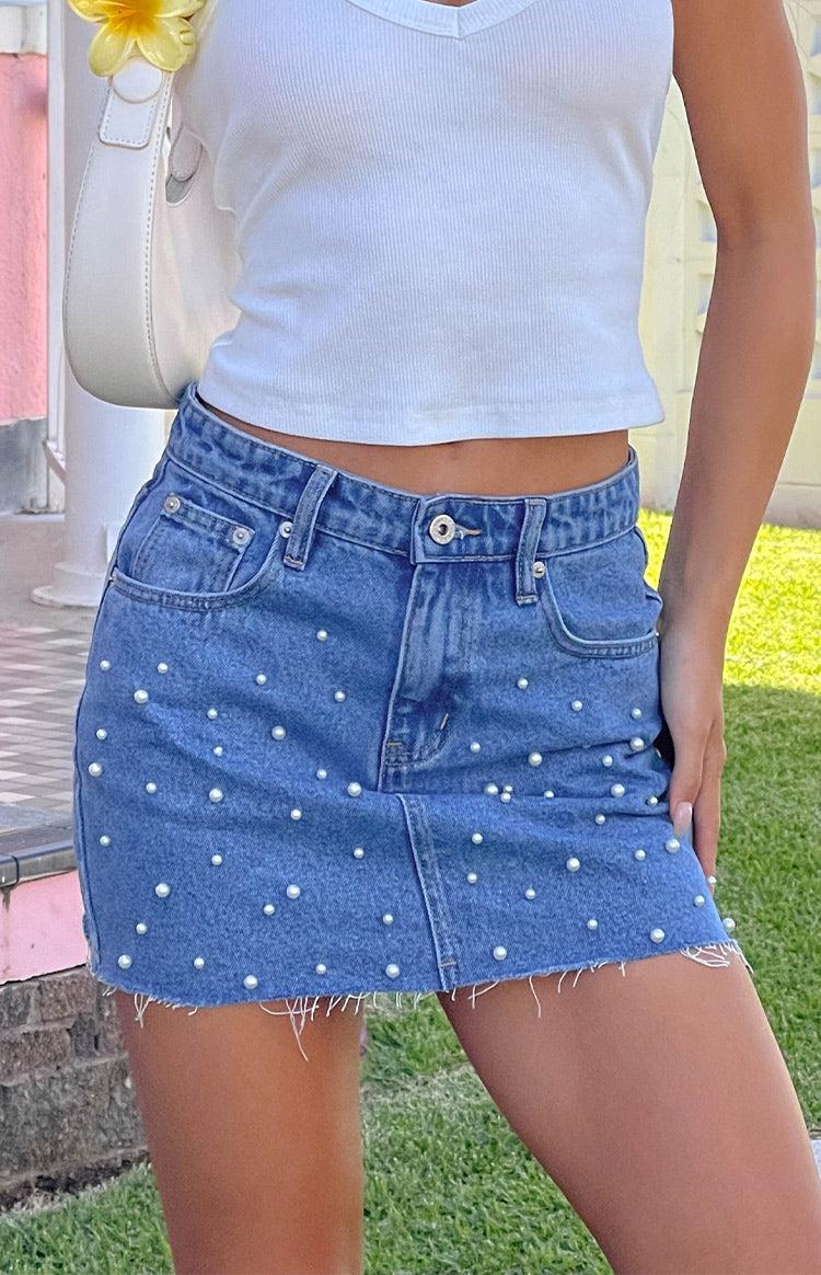 Denim Dazzle Pearl Mid Wash Mini Skirt Baby Girls Product Image