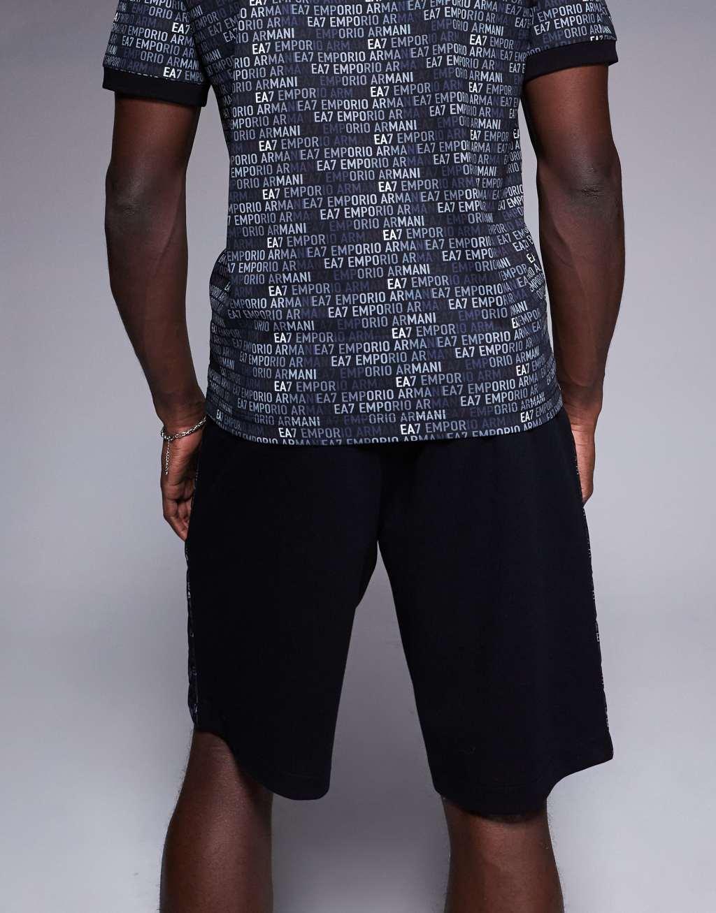 Armani EA7 sweatpants shorts with logo tape detail in black - part of a set Product Image