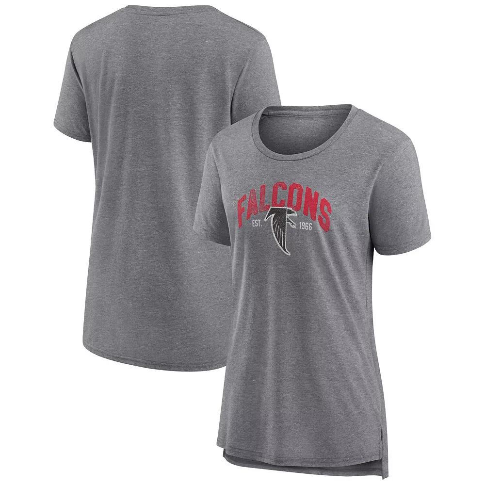 Women's Fanatics Heathered Gray Atlanta Falcons Drop Back Modern T-Shirt,  Product Image