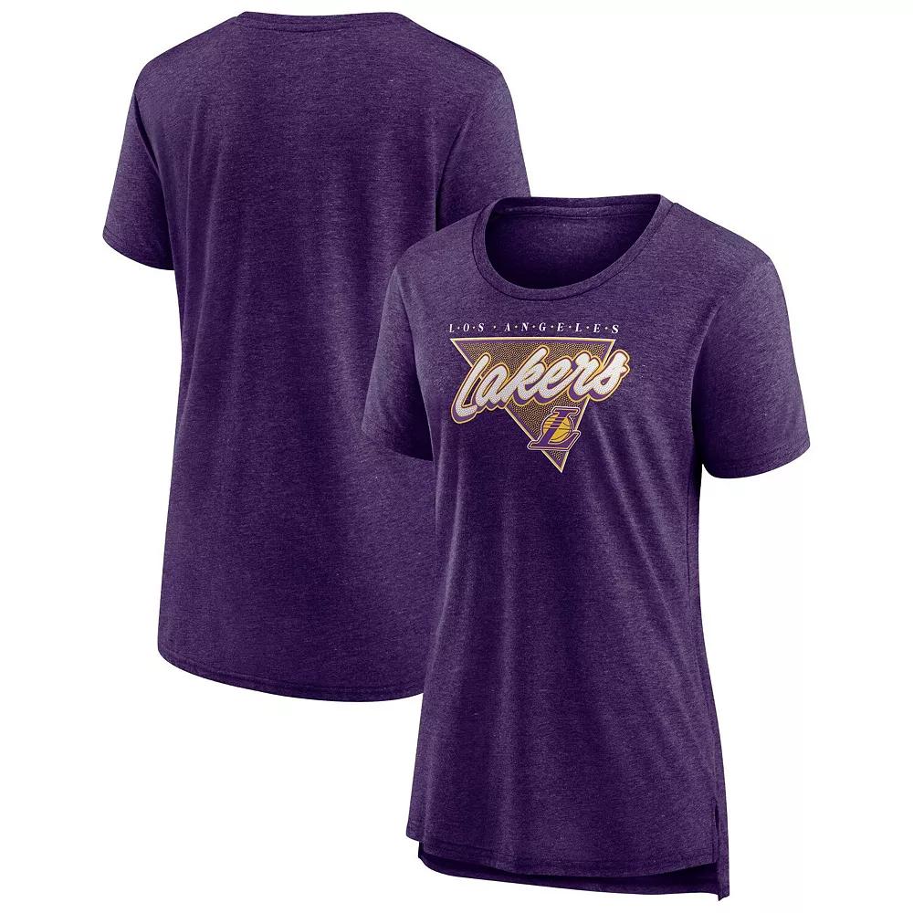 Women's Fanatics Branded Heathered Purple Los Angeles Lakers True Classics Tri-Blend T-Shirt,  Product Image