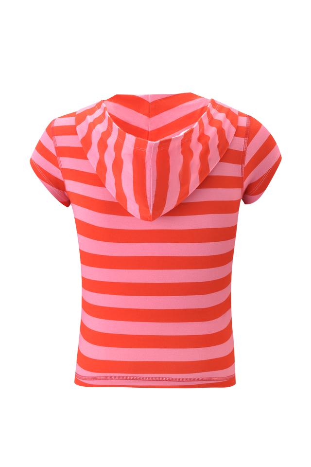 FAFI BLARE CAP SLEEVE HOODIE - PINK STRIPE Product Image