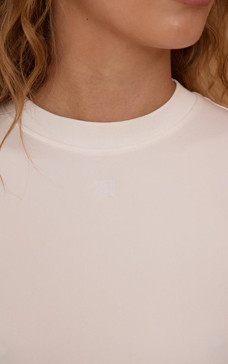 White Seamless Logo Gym Long Top Product Image