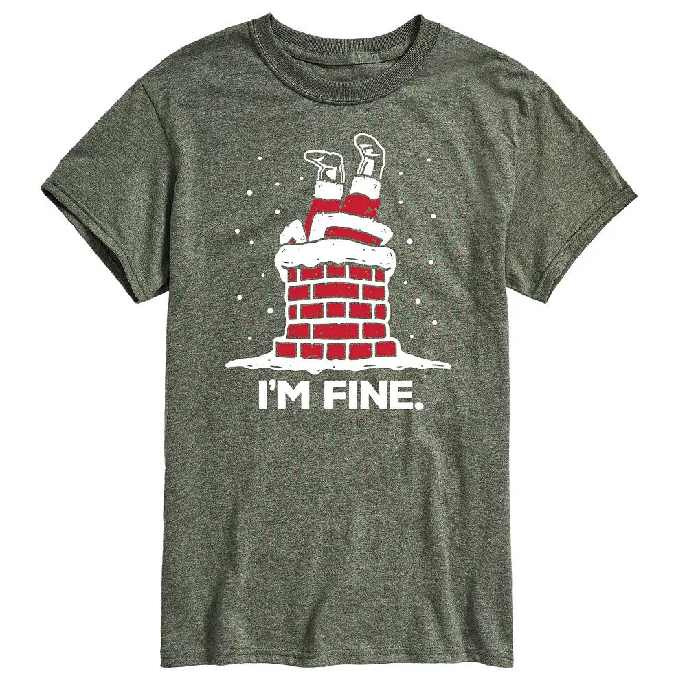 Big & Tall I'm Fine Santa Chimney Graphic Tee, Men's,  Product Image