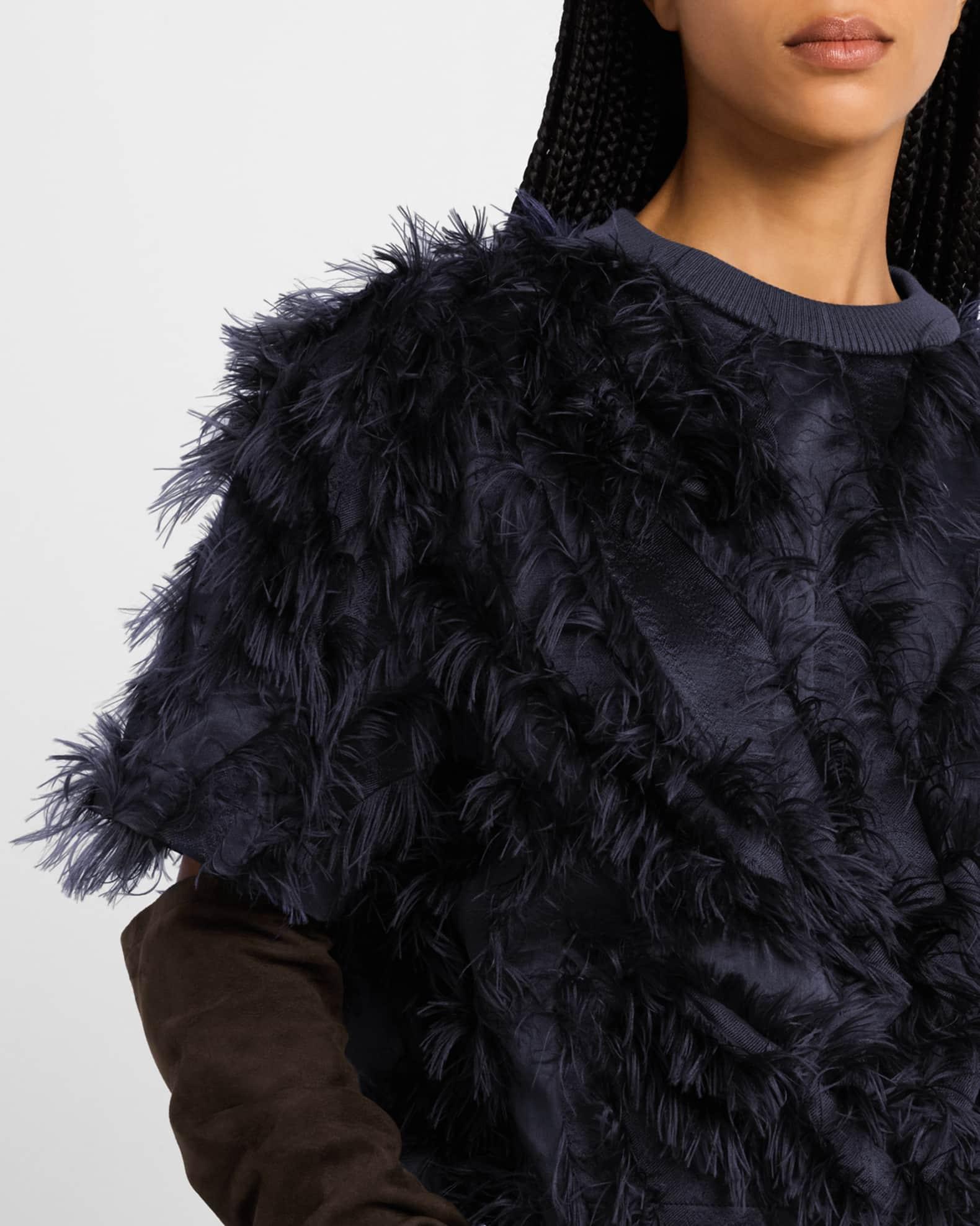 Short-Sleeve Fringe Fil Coupé Jacquard Blouse Product Image