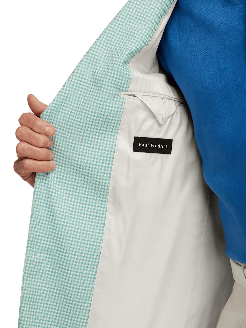 Wool Houndstooth Single Breasted Peak Lapel Sport Coat - Aqua Product Image