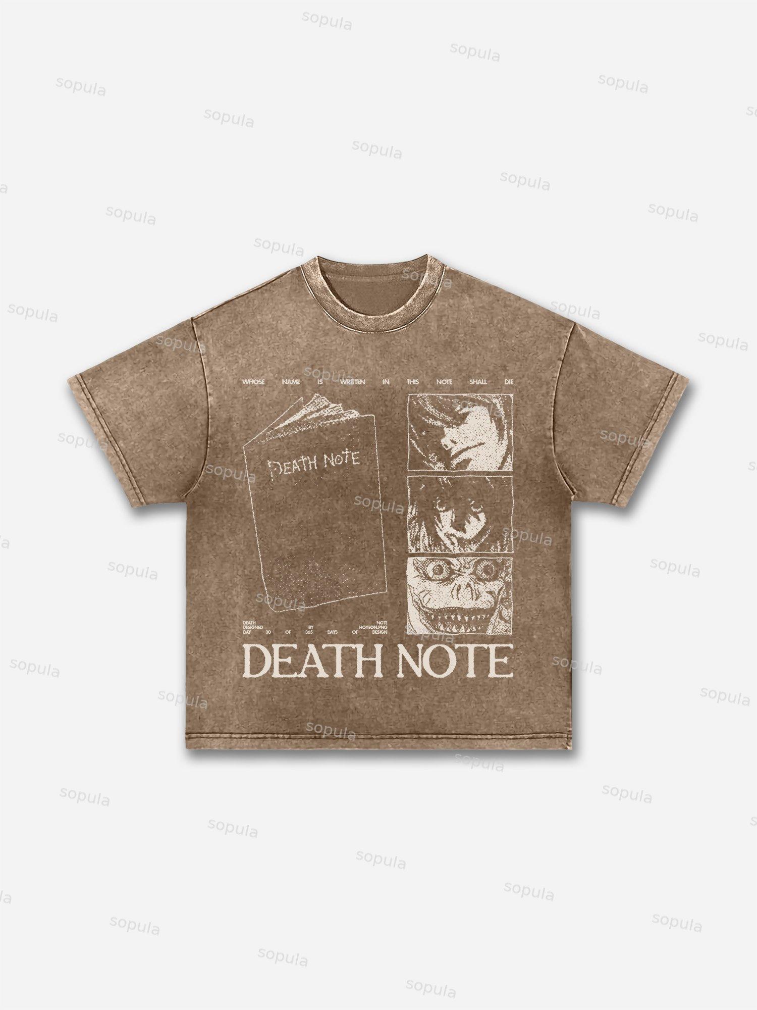 Death Note Vintage Graphic Acid Wash T-shirt Product Image