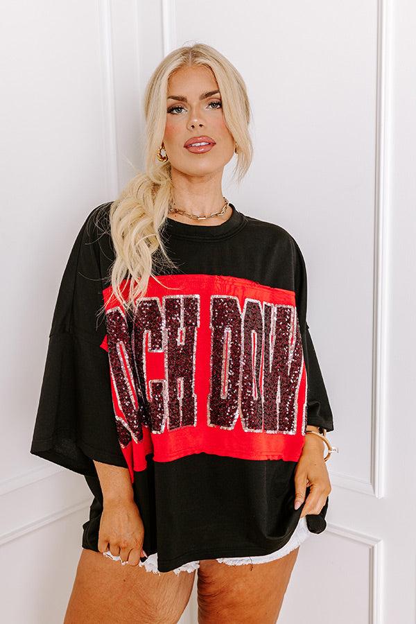 It's a Touch Down Sequin Oversized Tee in Black Curves Product Image
