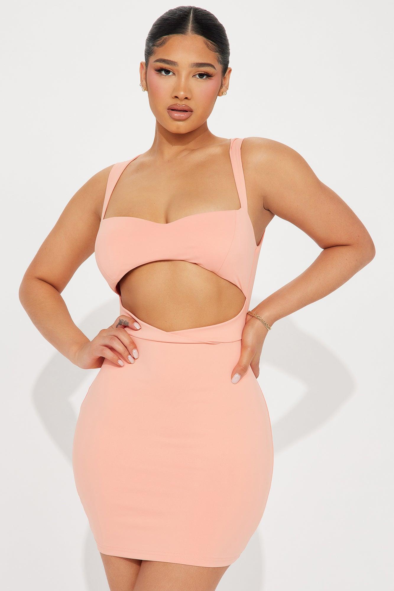 Eyes on Me Cut Out Mini Dress - Peach Product Image