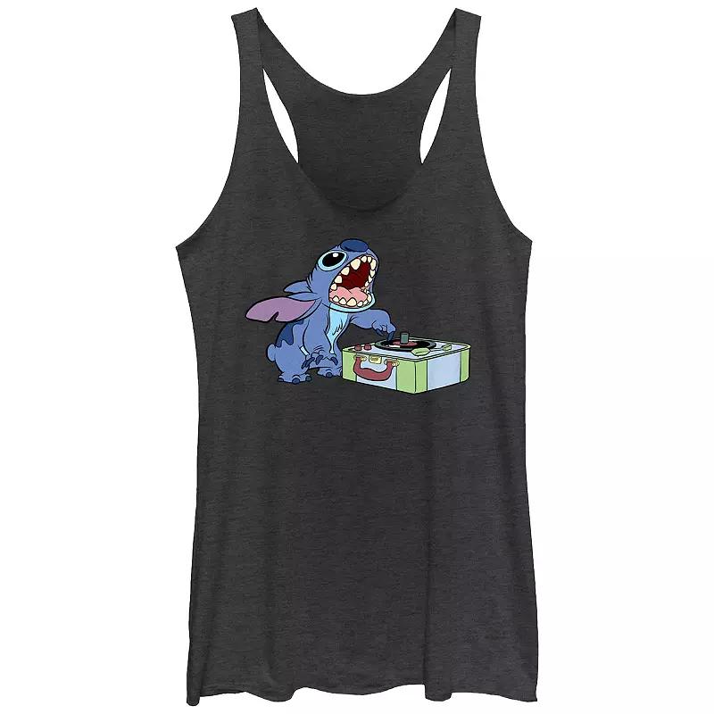Disney's Lilo & Stitch Record Player Juniors' Tri-Blend Racerback Tank Top, Girl's,  Product Image