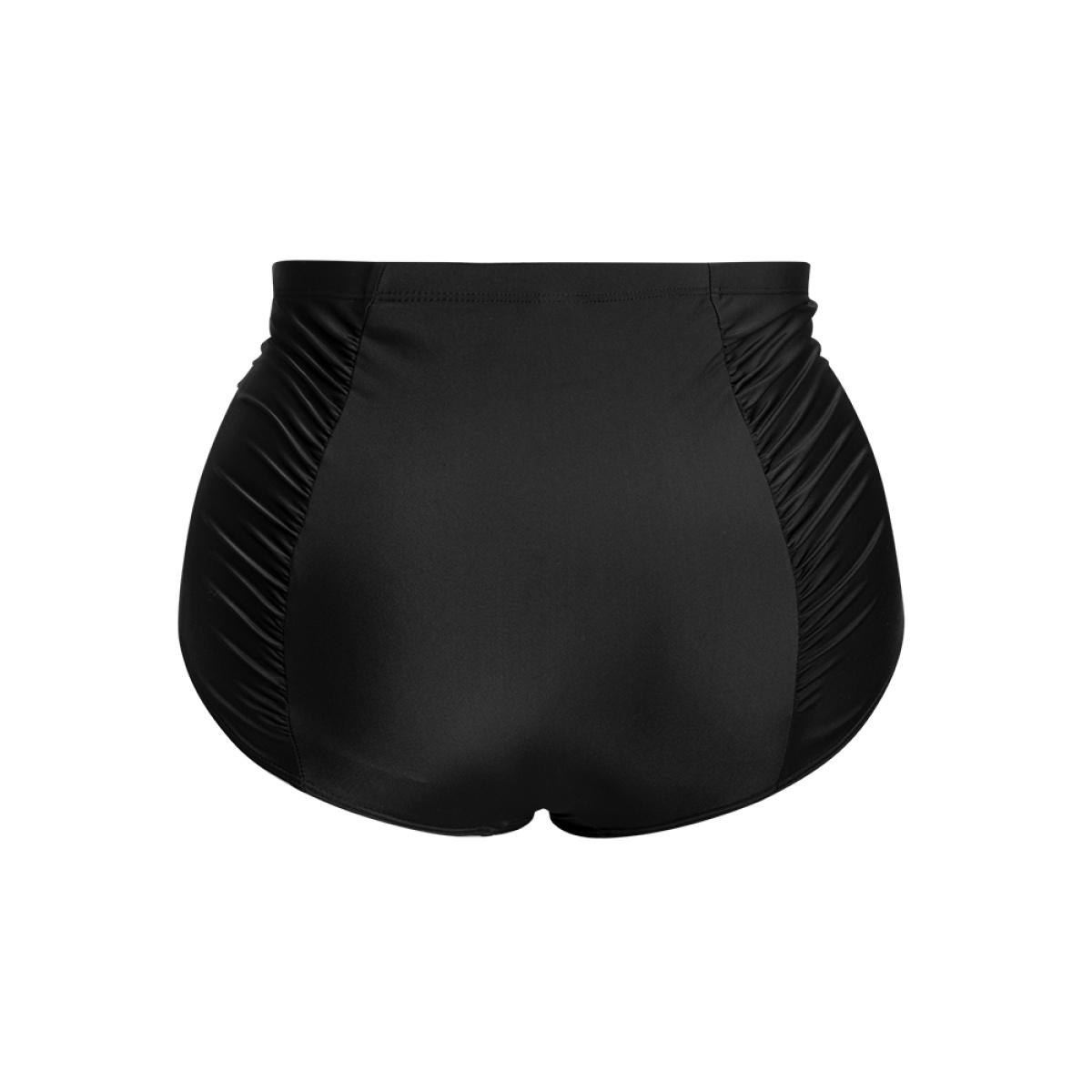 Plus Size Solid Ruched Detail Swim Bottom Women's Swimwear Black Beach Gathered High stretch Skinny High Rise Curve Swim Bottoms BloomChic 14-16/1X Product Image