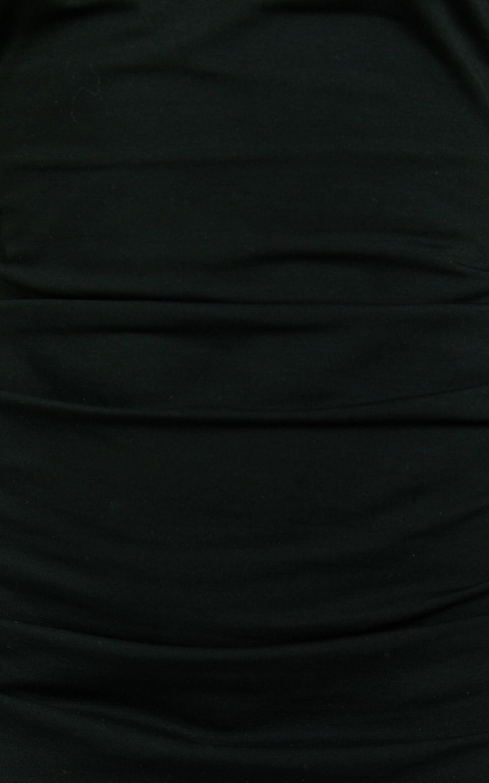 Lizzy Midi Dress - Jersey Ruched Side Split Dress in Black Product Image