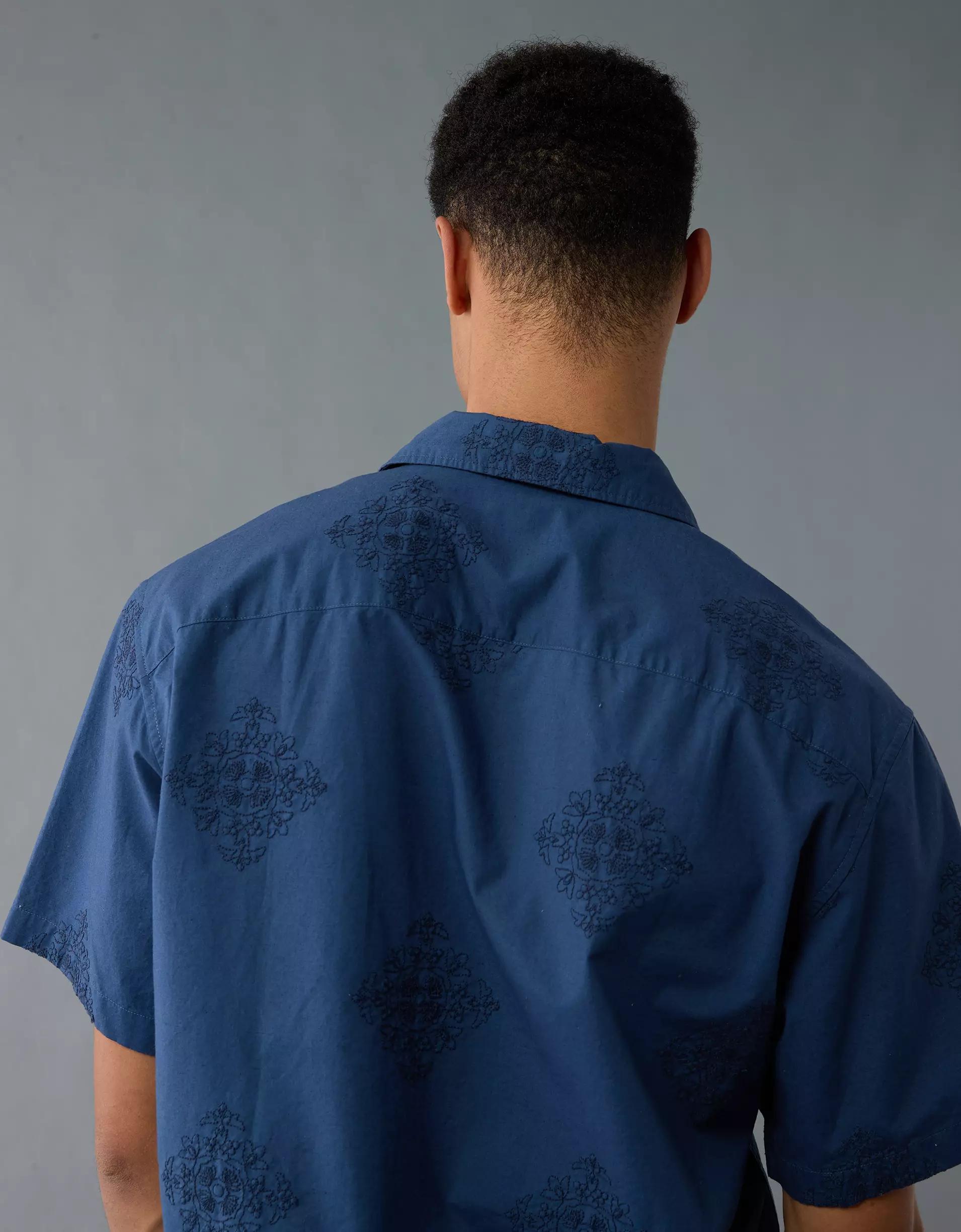 AE Poolside Linen-Blend Printed Button-Up Shirt Product Image