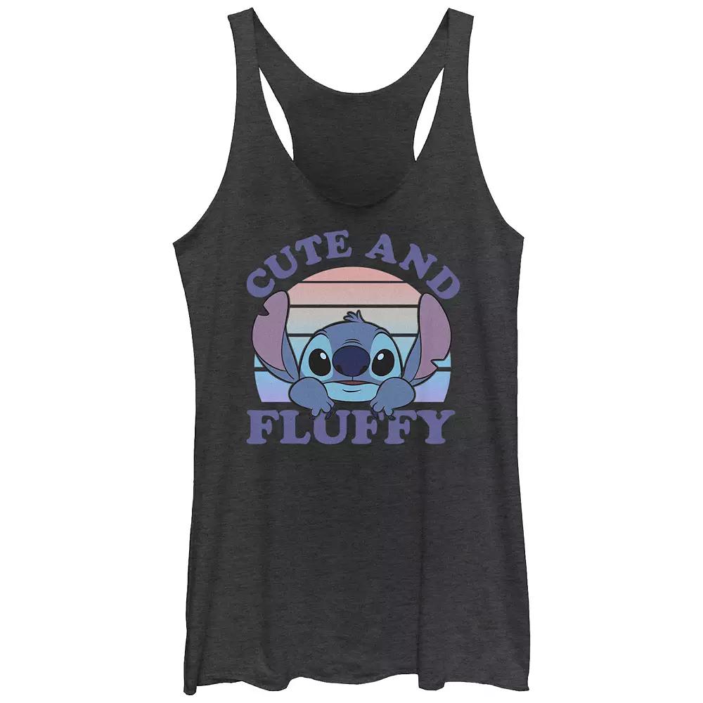 Disney's Lilo & Stitch Cute And Fluffy Juniors' Tri-Blend Racerback Tank Top, Girl's, Size: Small, Black Grey Product Image