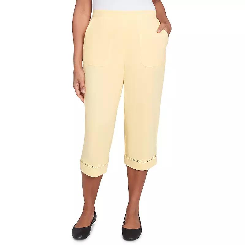 Women's Alfred Dunner Dotted Trim Capri Pants, Size: 12, Yellow Product Image