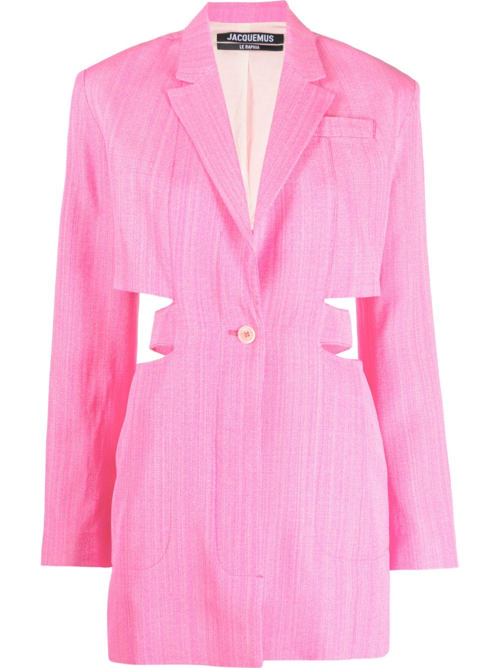 JACQUEMUS Bari Cutout Single-breasted Mini Blazer Dress In Pink Product Image