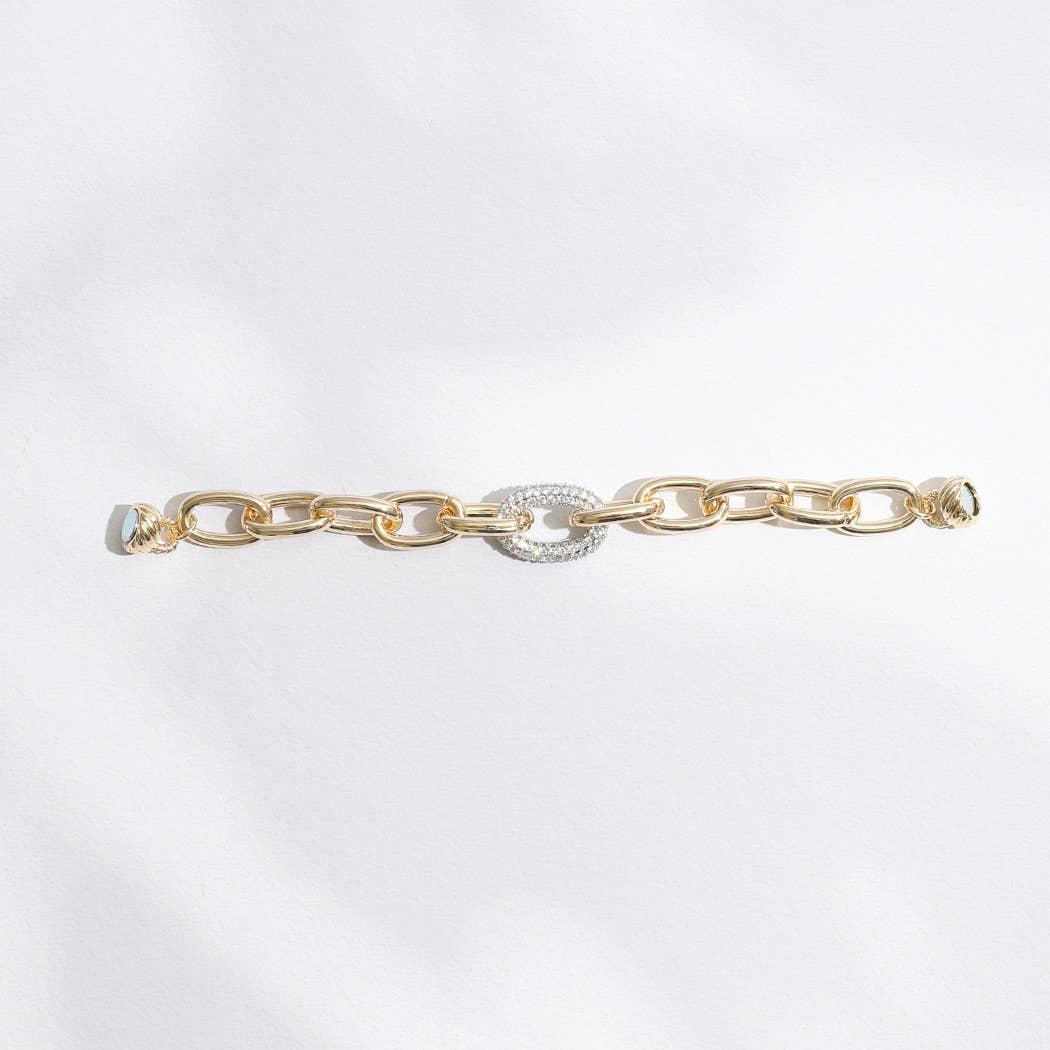 Multi Tone Linked Chain Bracelet Magnet Closure Product Image