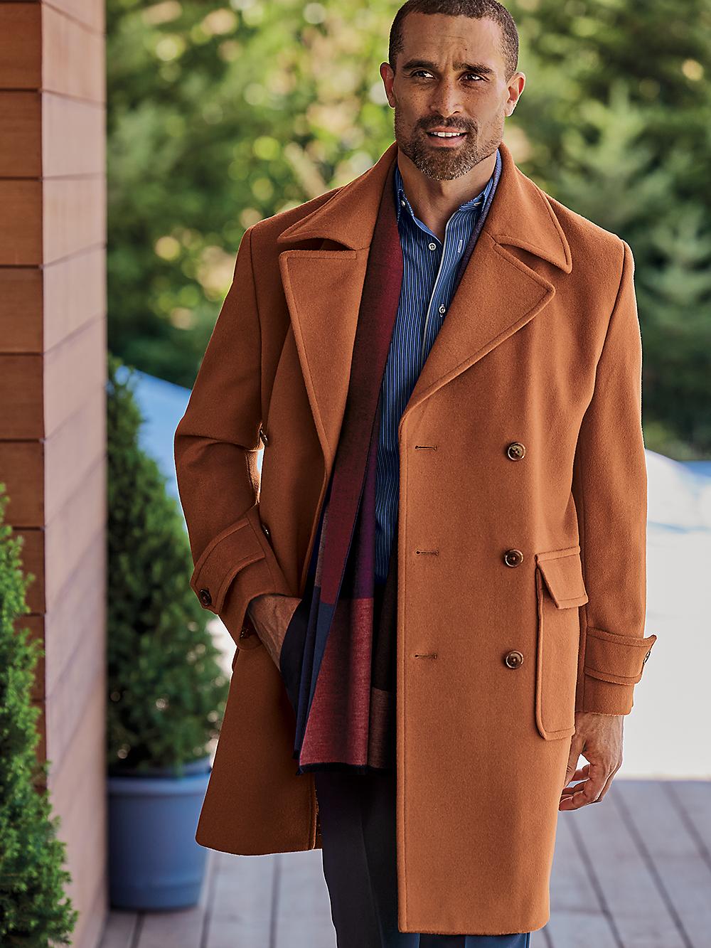 Wool Double Breasted Topcoat - Whiskey Product Image