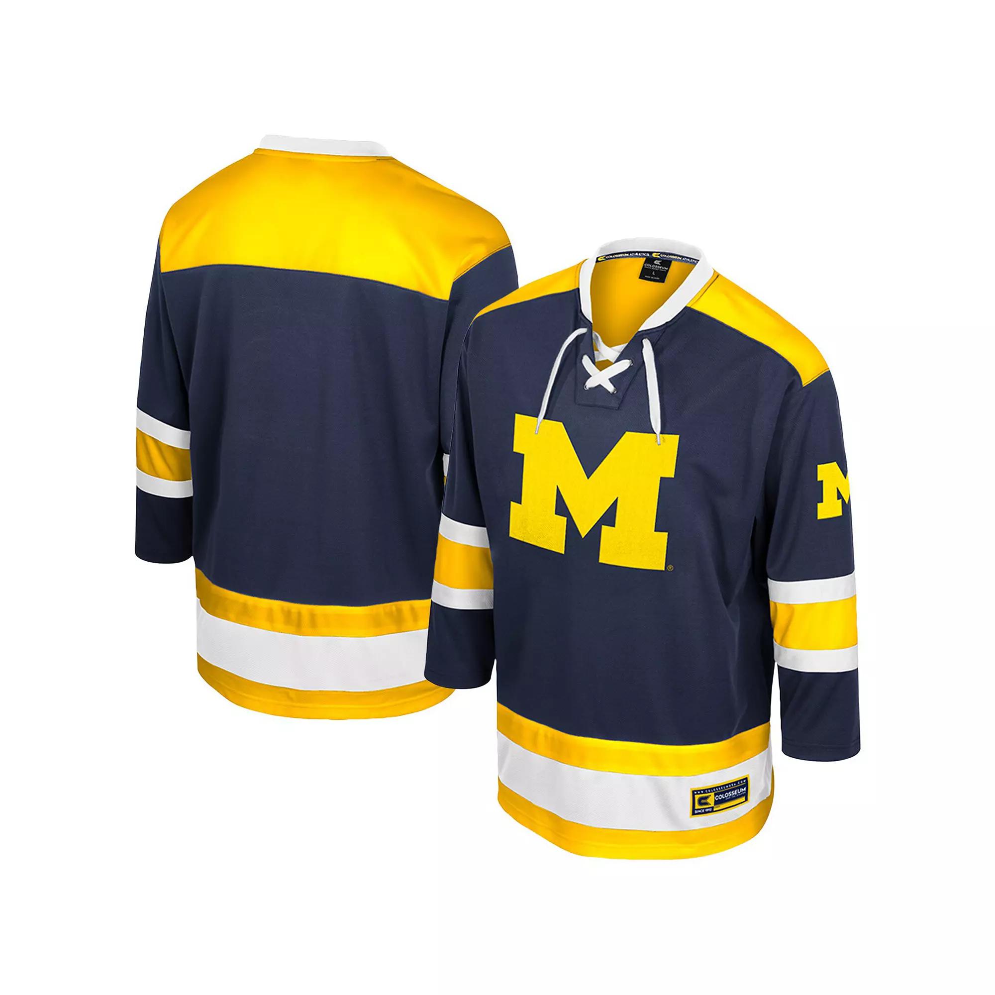Men's Colosseum  Navy Michigan Wolverines Athletic Machine Fashion Hockey Jersey, Size: Large, Blue Product Image