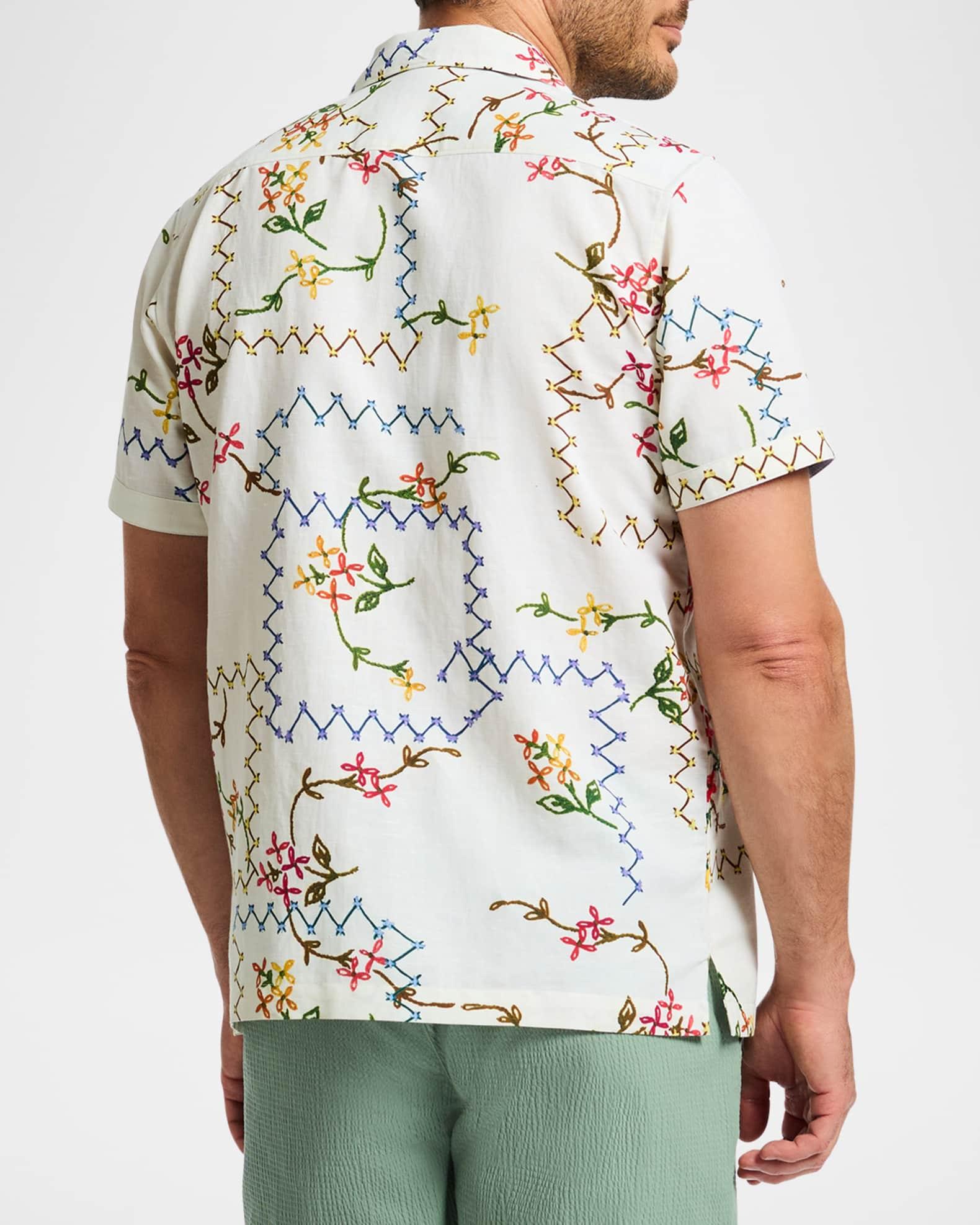 Men's Marettimo Floral Embroidered Camp Shirt Product Image