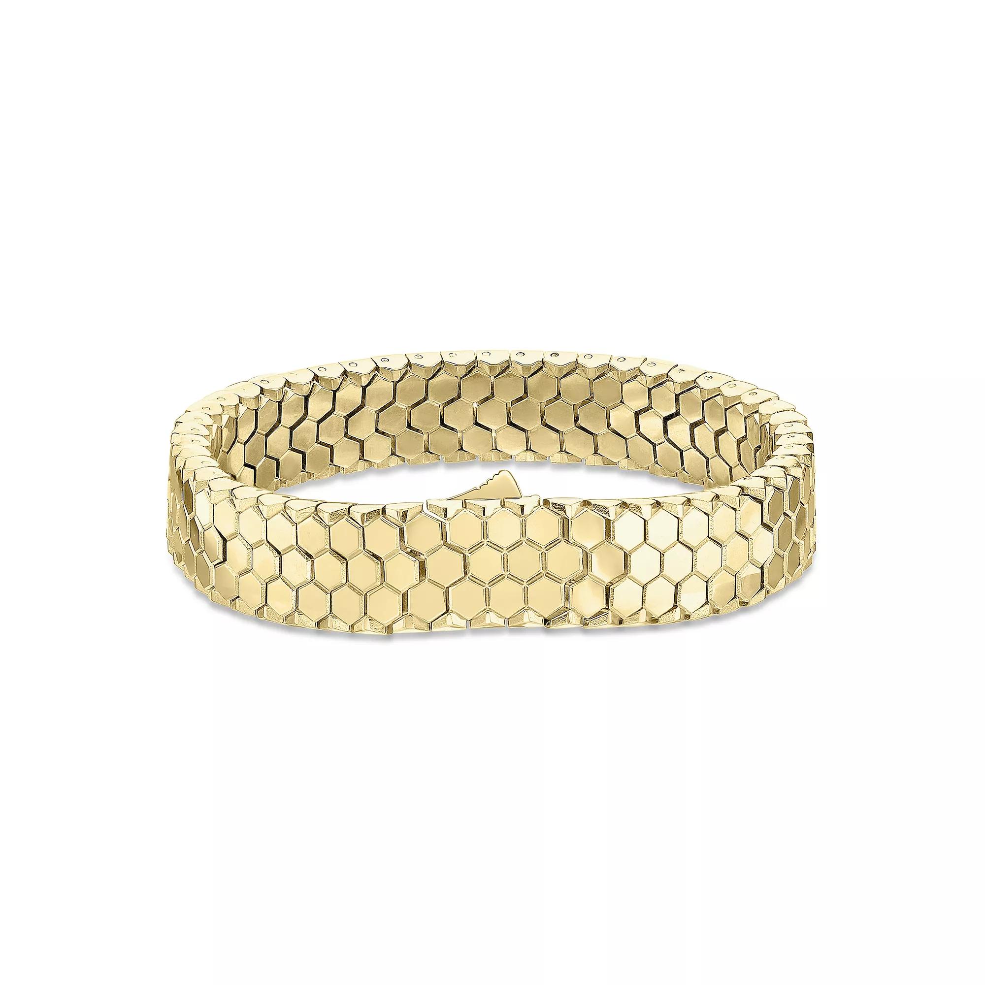 Men's LYNX Stainless Steel Honey Comb Bracelet, Size: 8.5", Gold Tone Product Image