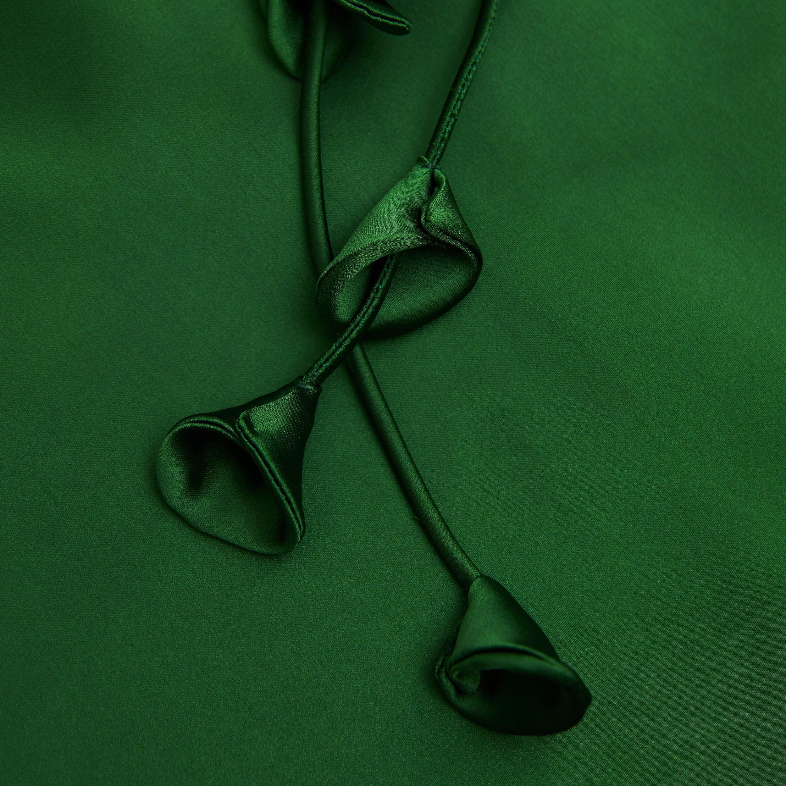Green Satin Flower Mini Dress Product Image