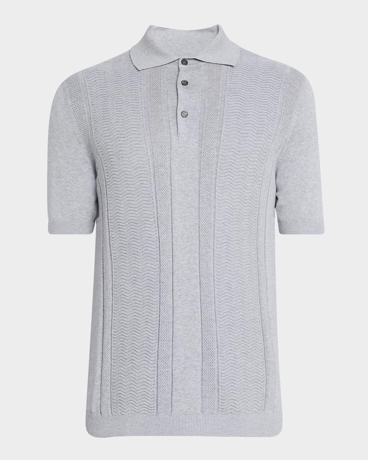 Men's Cotton Chevron Stripe Short-Sleeve Polo Sweater Product Image