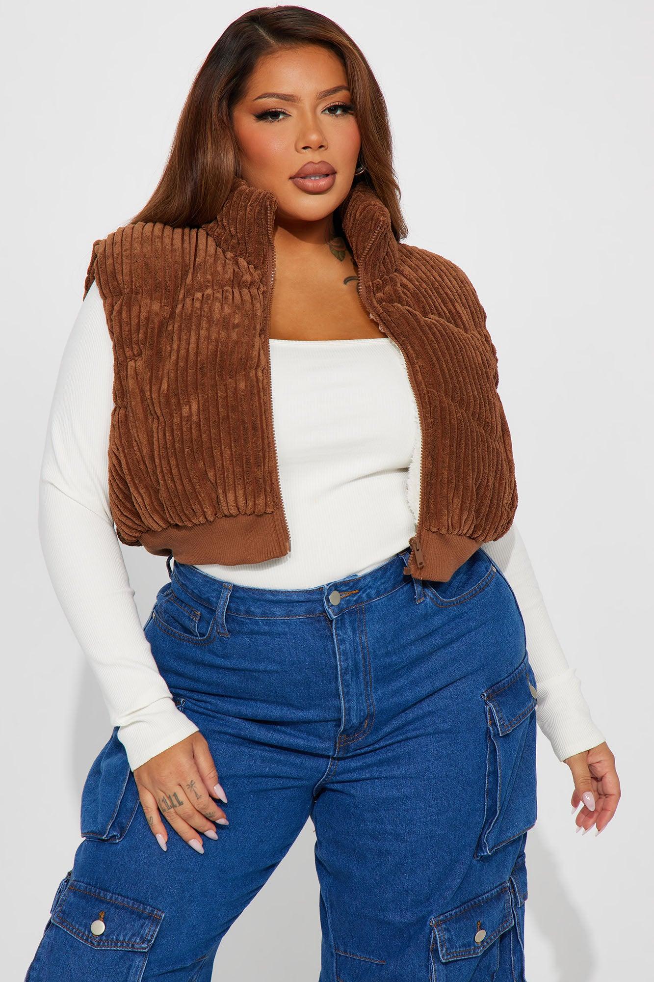 Jhene Corduroy Puffer Vest - Cognac Female Product Image