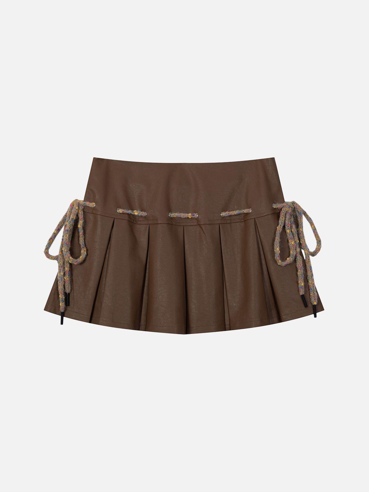 Aelfric Eden Drawstring Wrinkle Faux Leather Skirt Female Product Image