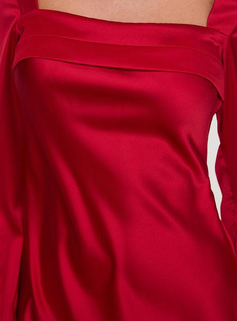 Phillipa Long Sleeve Mini Dress Red Product Image
