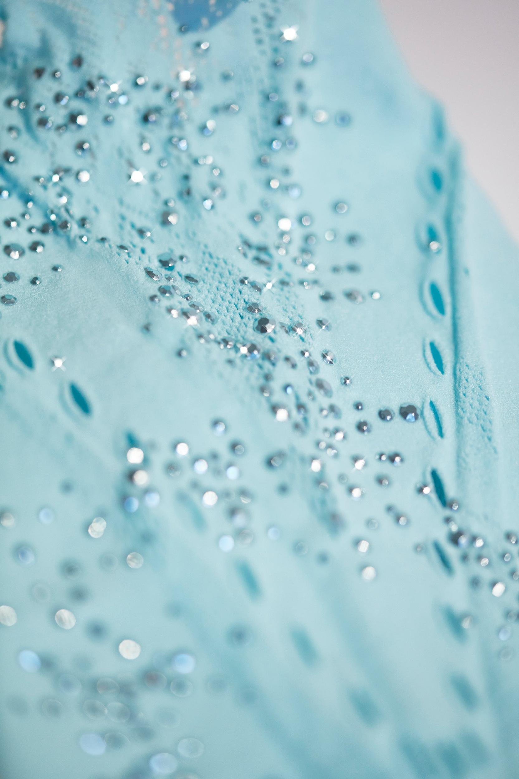 Embellished Mid-Rise Mini Skirt in Ice Blue Female Product Image