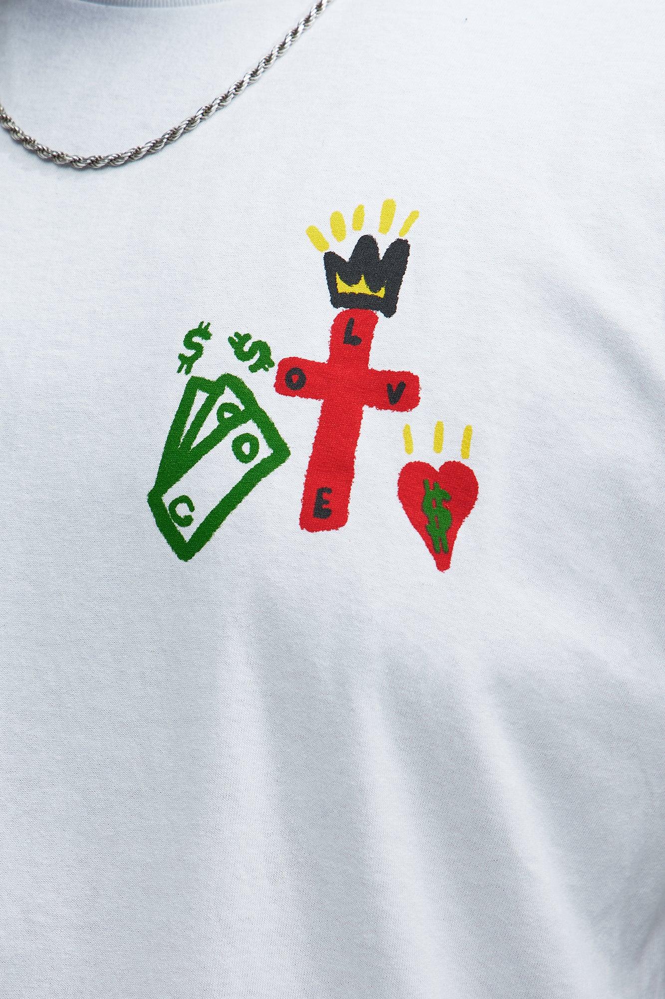 Love Over Money Short Sleeve Tee - White Product Image
