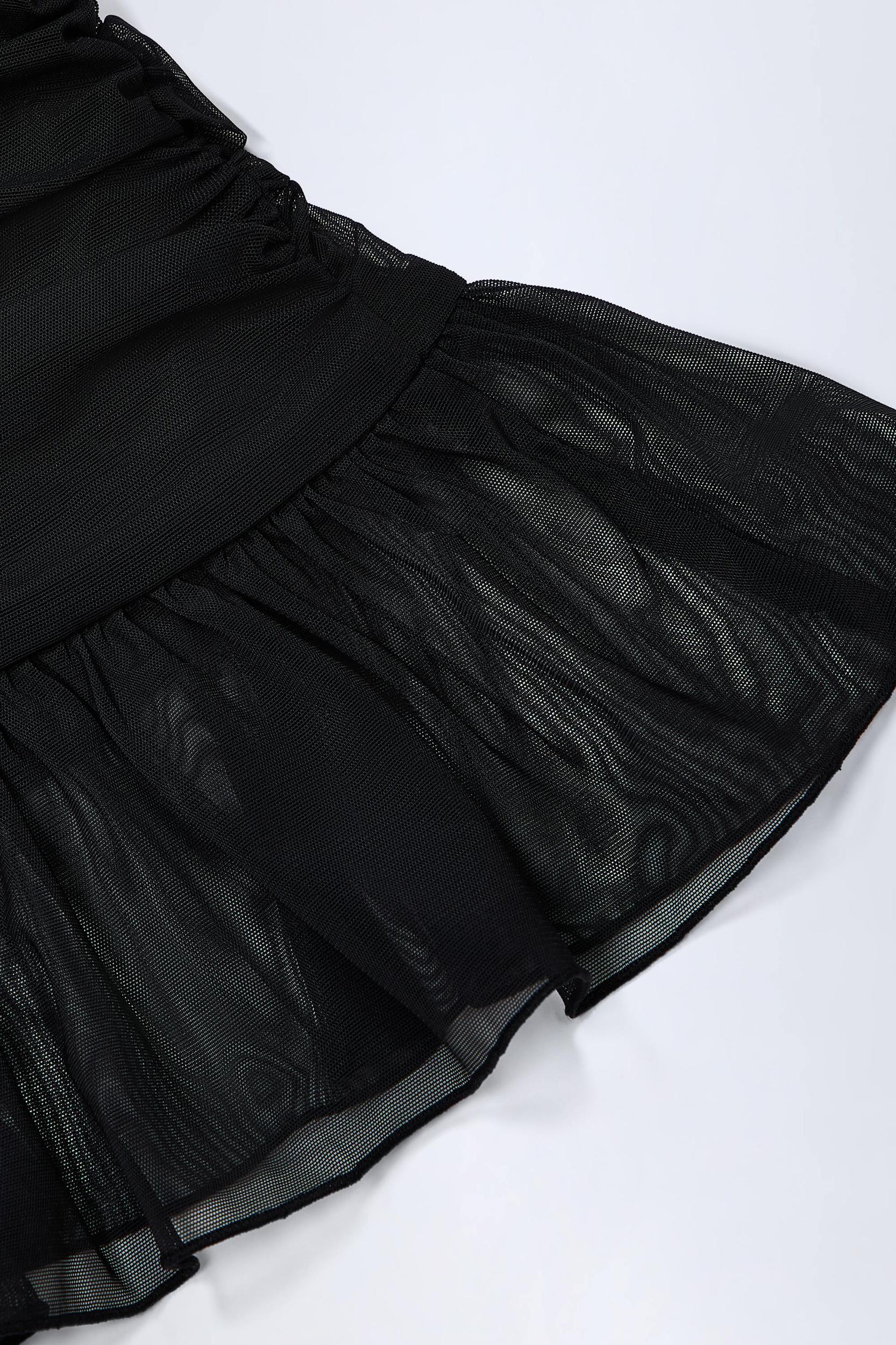 Hardware-Detail Ruffled Mid-Rise Mini Skirt in Black Product Image